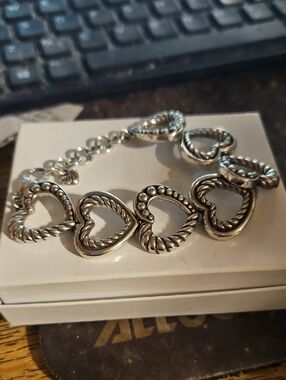 Brighton Silvertone Detailed Heart Bracelet